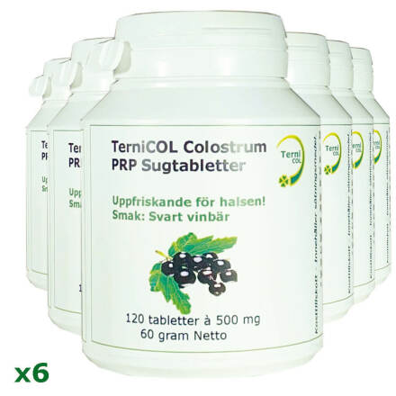 6-Pack TerniCOL PRP Colostrum, Sv. Vinbr 120 st Sugtabletter