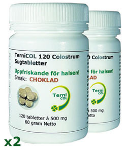 2-pack TerniCOL PRP Colostrum, CHOKLAD 120 Sugtabletter