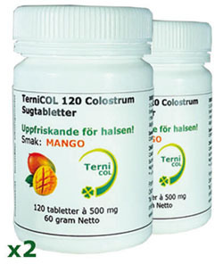 2-pack TerniCOL PRP Colostrum, MANGO 120 Sugtabletter