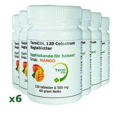 6-pack TerniCOL PRP Colostrum, MANGO 120 Sugtabletter 